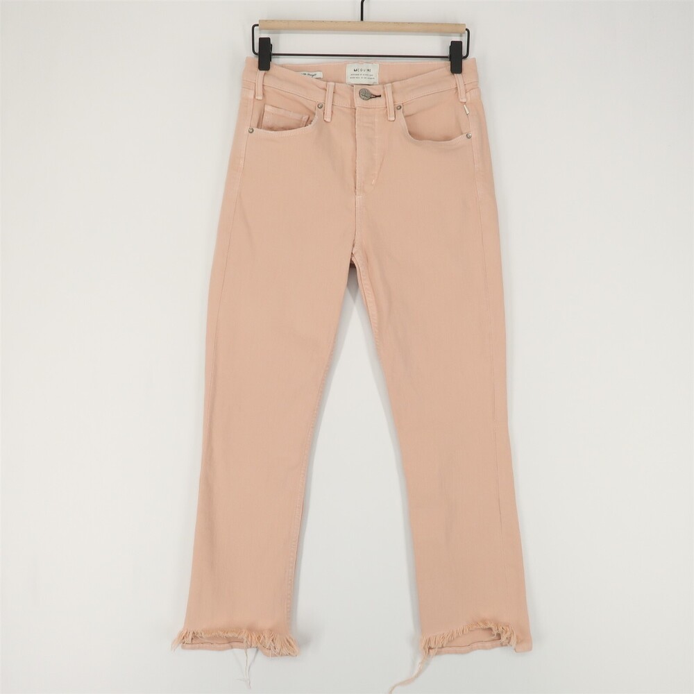 McGuire Valletta Jeans Womens 27 Pink Straight Leg Button Fly Step Frayed Hem